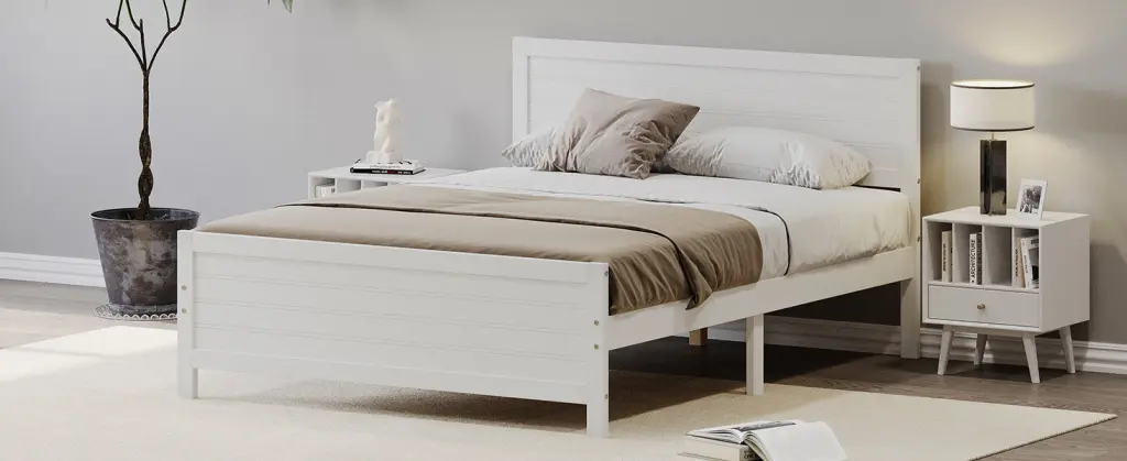 Wood Platform Bed Frame Headboard and Mattress Foundation bed best