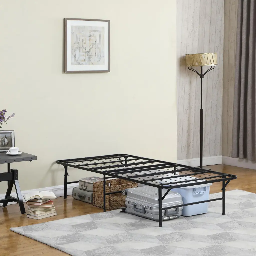 Black Twin Platform Bed Modern Metal Bedroom Furniture furniture max