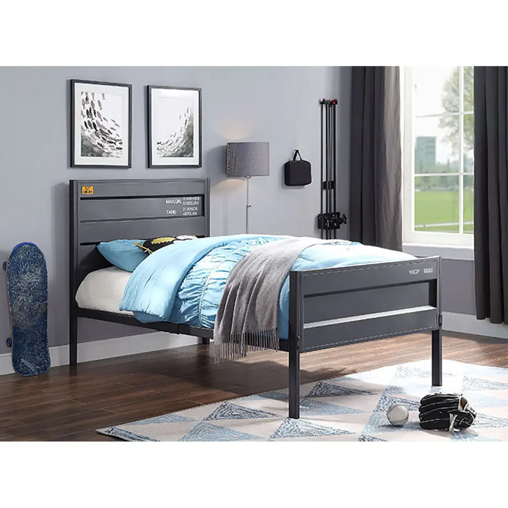 Gunmetal Twin Platform Bed Box Spring Not Required Twin Iron Bed Frame furniture max