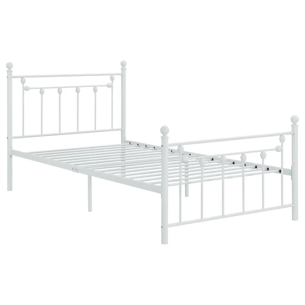 Matte White Slatted Twin Platform Bed Box Spring Not Required furniture max