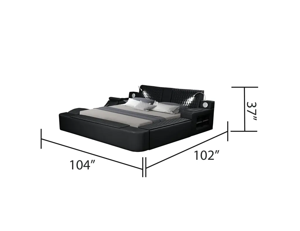 Intelligent Multifunctional King Size Bed Made Wood Black Box Spring galaxy home furnishings