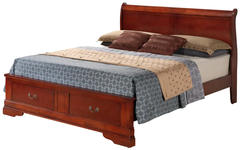 Louis Phillipe G3100D QSB2 Queen Storage Bed Cherry Particle Board Platform Bed glory furniture