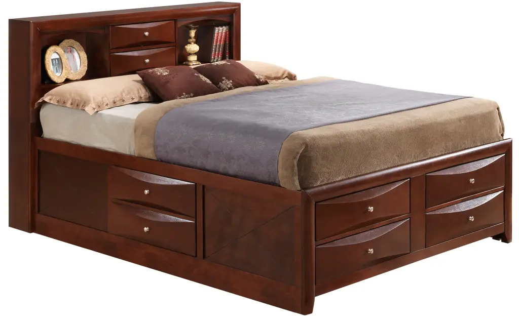 Marilla G1550G Ksb3 King Storage Bed Cherry Particle Board Platform Bed Frame glory furniture