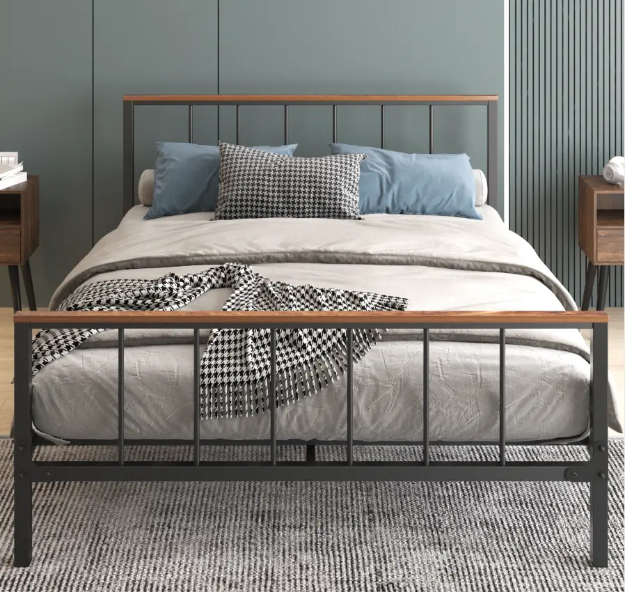 Metal Platform Bed Frame Headboard And Footboard Robust Frame hs furniture