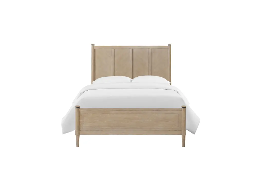Queen Low Post Bed Sand Finish Solid Wood MDF Frame ihomefurnishings