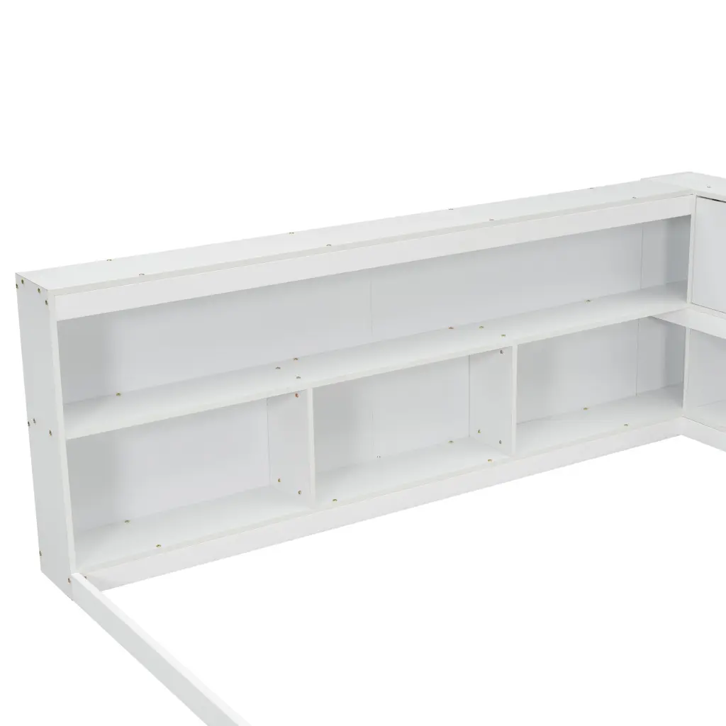 Full Floor Bed L Influenced Bookcases Sliding Doors Without Slats White inspirit