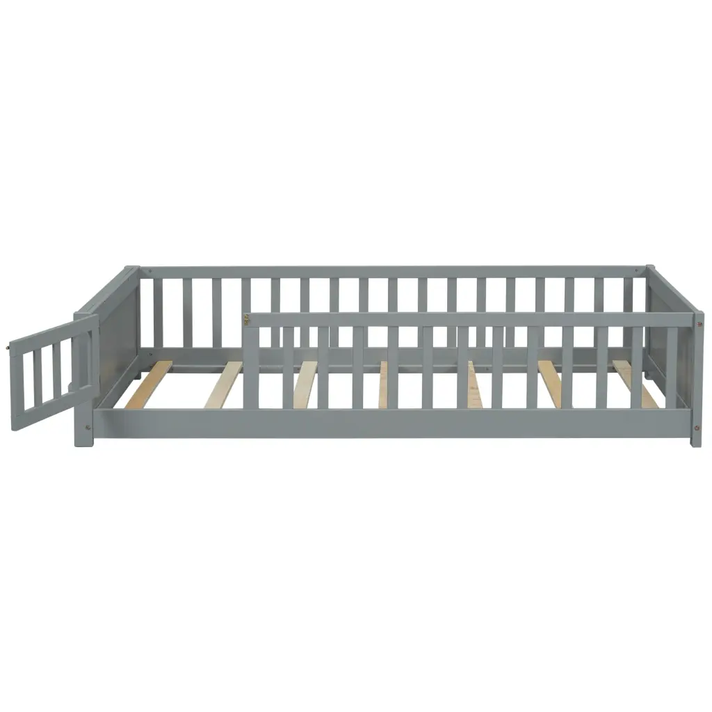 Twin Size Floor Platform Bed Built Book Storage Rack And Door Green Modern Design inspirit