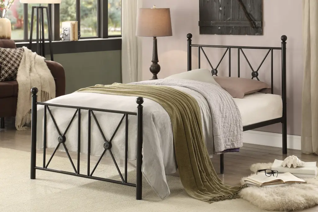 Black Metal Frame Twin Platform Bed Modern Traditional Bedroom Furniture kanepe