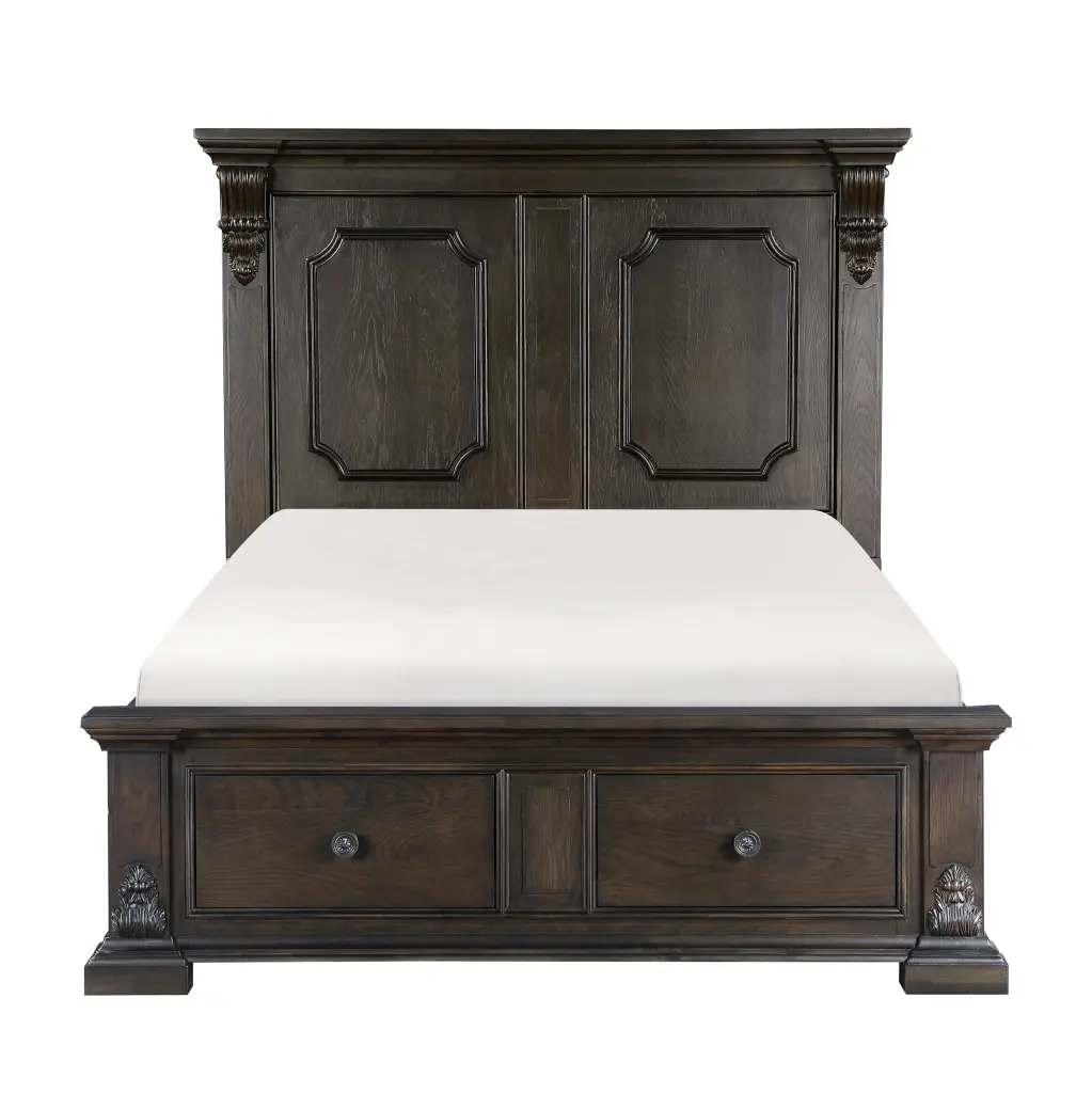 Elegant Mansion Queen Platform Bed Footboard Storage and USB Charging kanepe