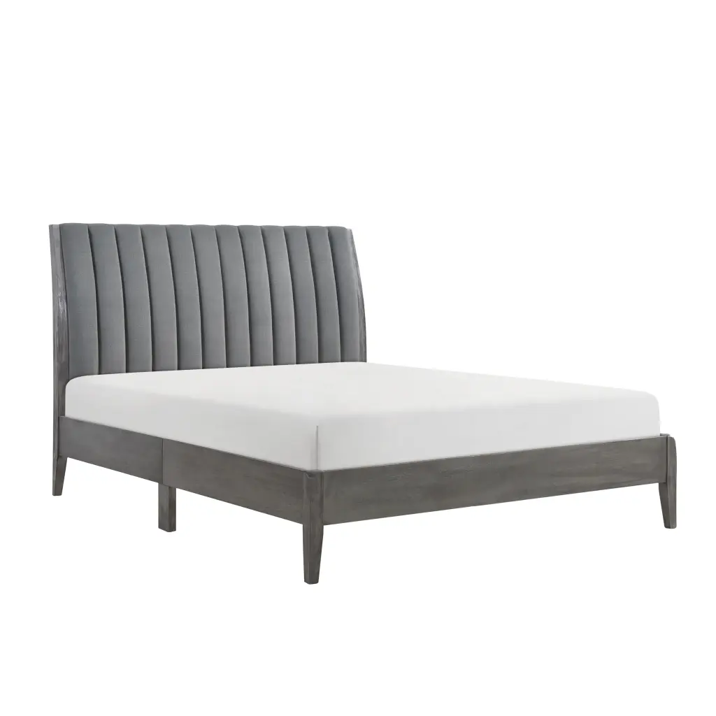 Modern California King Platform Bed 1Pc Velvet Upholstered Headboard kanepe