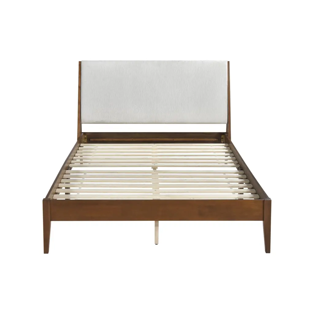 Timeless Full Platform Bed Chenille Fabric Upholstered Headboard Wooden kanepe