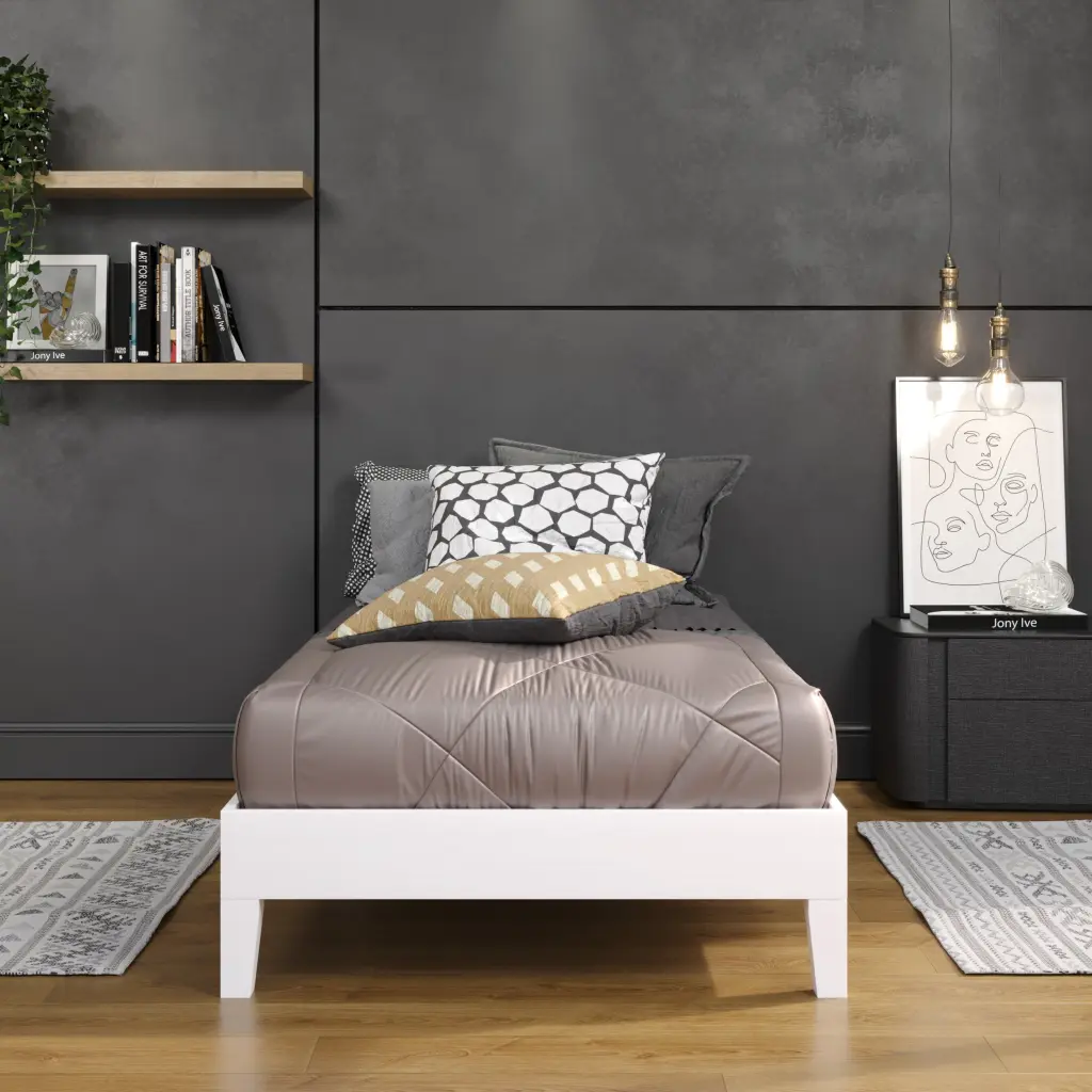 Nix Twin Platform Bed White Twin White Wood steve silver furniture