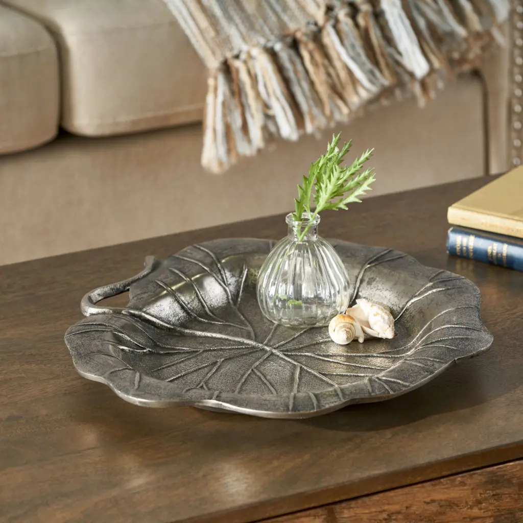 Platter Clear Antique Nickel Aluminium Serving Tray Modern Kitchenware nh-perfect home
