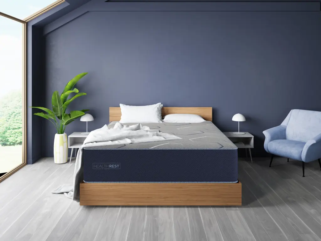 Healthrest Restonic Polarbreeze Super Plush Queen Navy Blue Steel restonic mattress