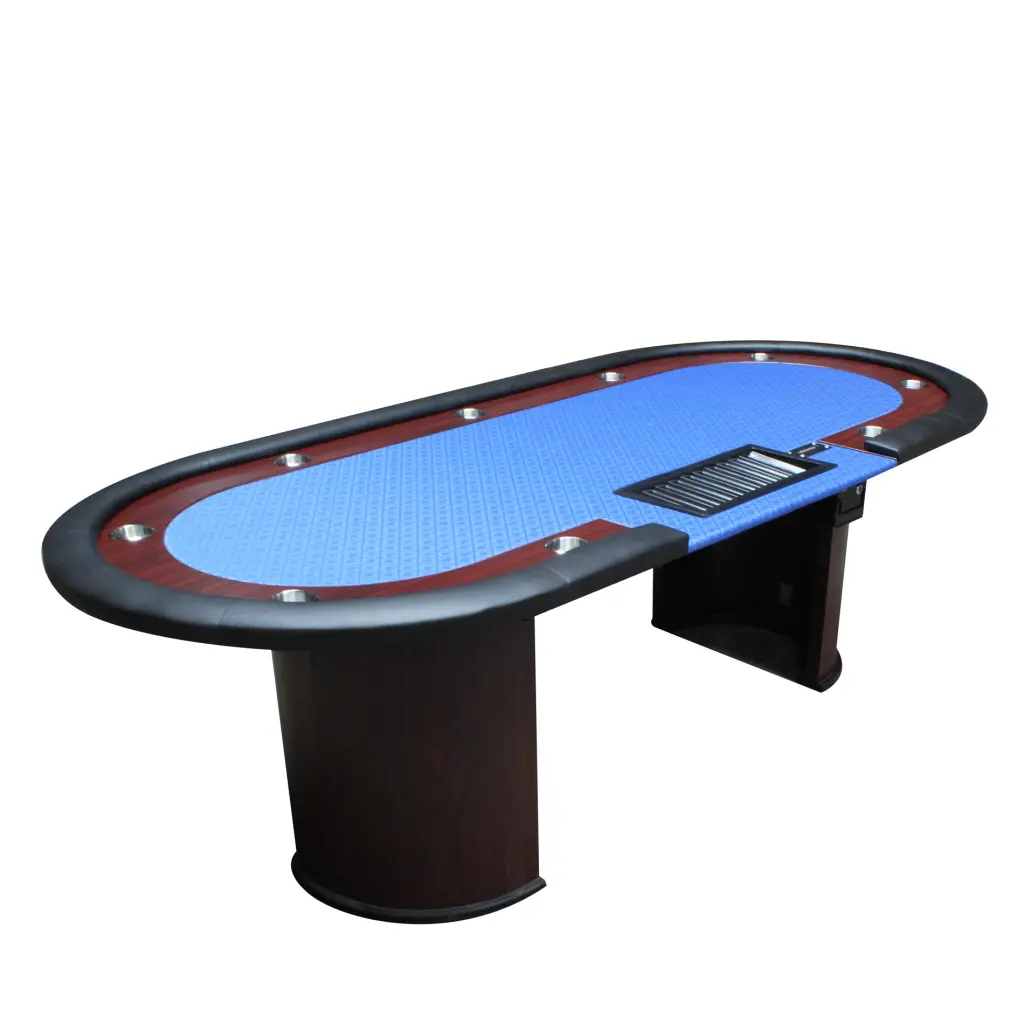 96Inch Oval Blue Speed Cloth Wooden Texture Racetrack Luna Legs Poker Table ino design