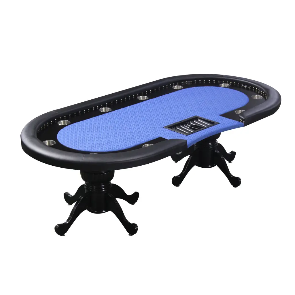 94 Inch Oval Round Stud Rivet Blue Cloth Casino Poker Table Game Nights ino design