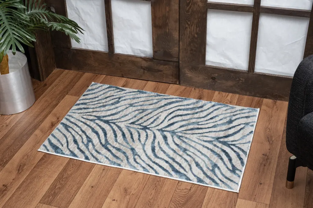 Elegance Blue Polyester Area Rug 2 Ft. X 3 Ft. Living Room icona home decor