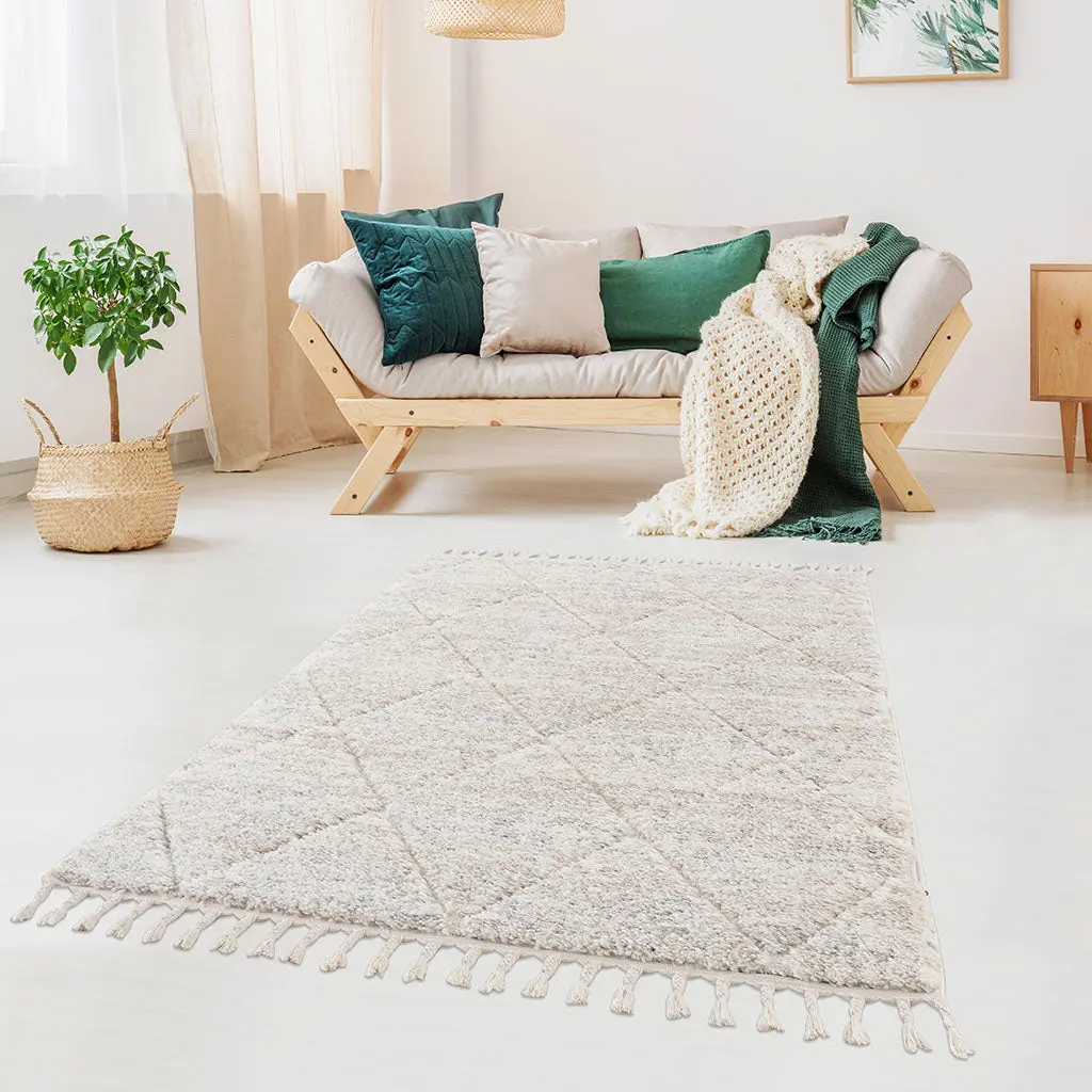 Talas Trellis Area Rug Cream, Polyester Living Room Rug jla