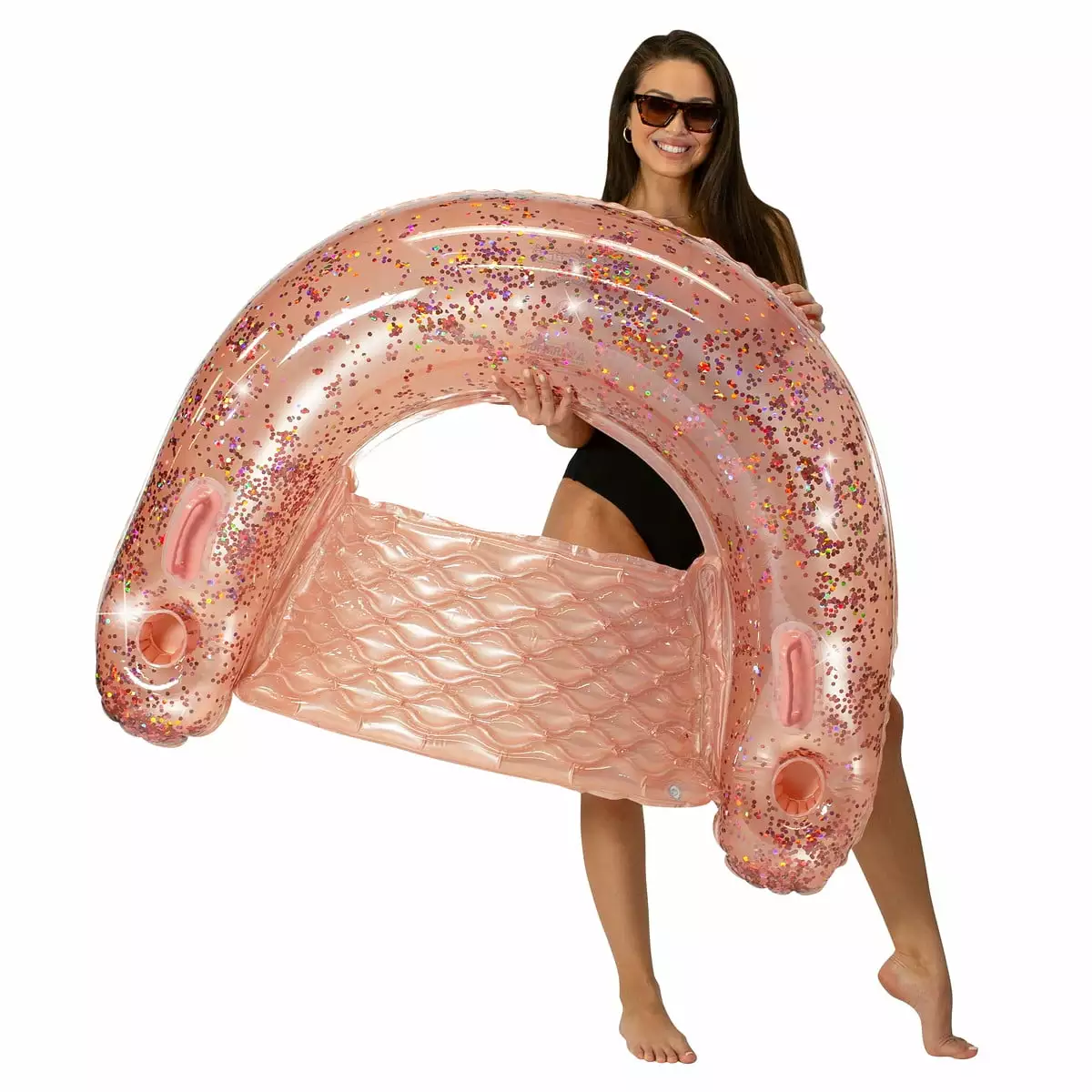 Glitter Sun Chair Rose Gold Glitter Pool Float Relaxing Style PoolCandy