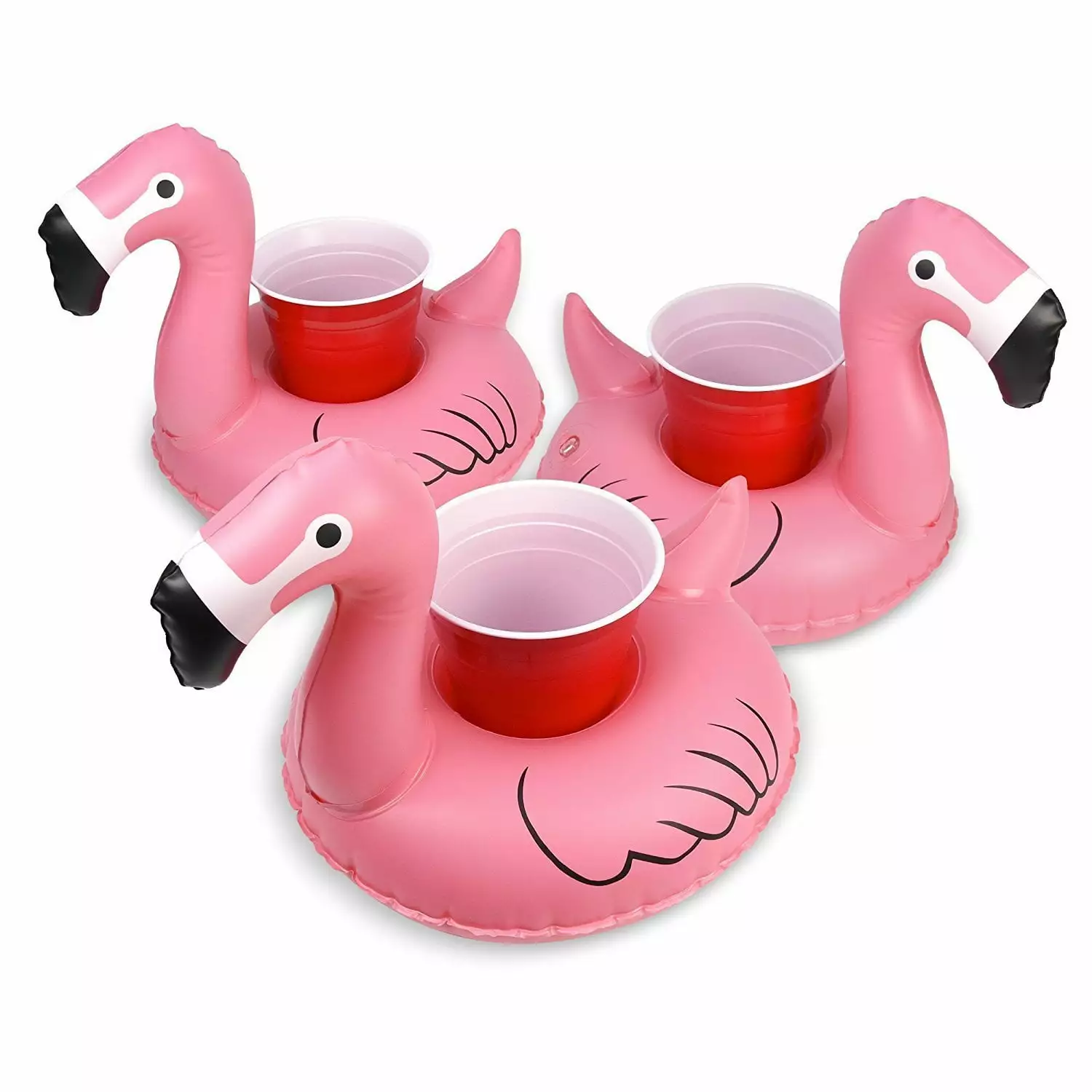 Easyinsmile 12 Pack Inflatable Floating Flamingo Drink Holder Pool Float Coasters