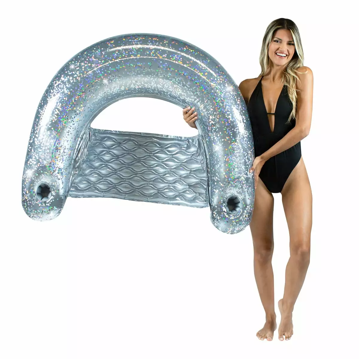 Glitter Sun Chair Silver Glitter Stylish Poolside Lounging PoolCandy