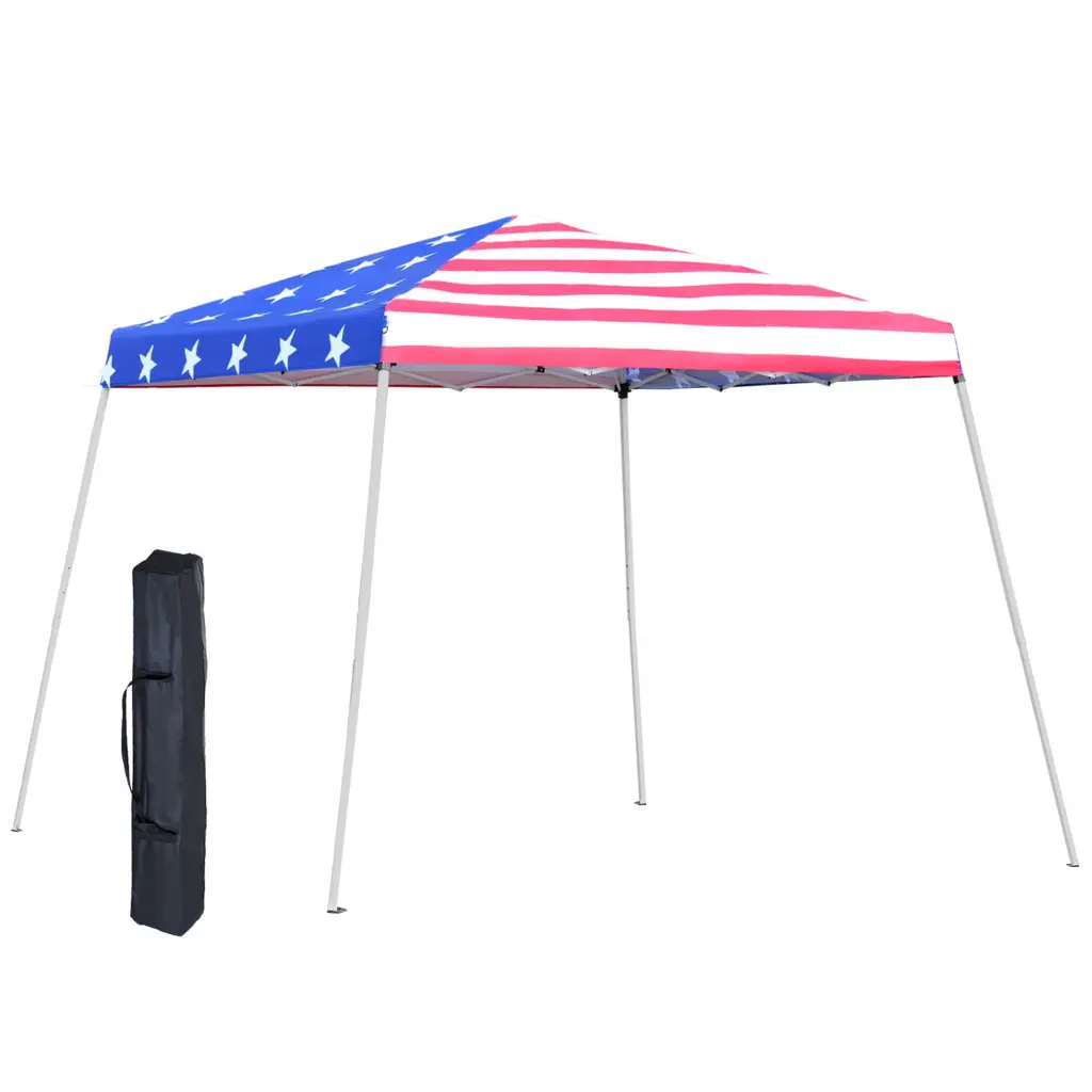 Outsunny Slant Leg Pop Up Canopy Tent American Flag Roof Outdoor Events aosom business