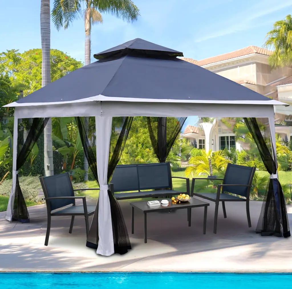 Outdoor 11x11 Foot Pop Up Gazebo Canopy Removable Zipper Netting bei you
