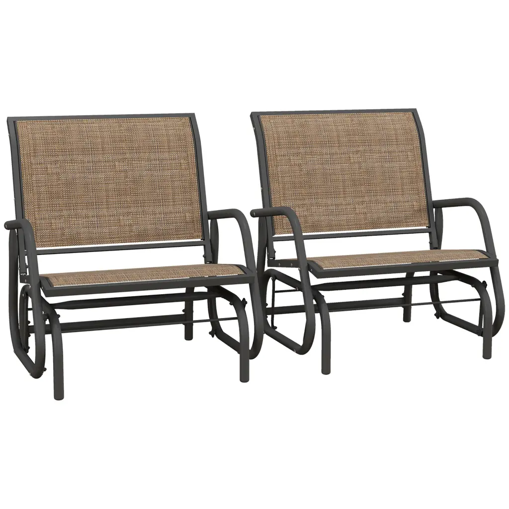 Outsunny Porch Glider Set 2 Metal Frame Swing Glider Chairs Cushions aosom business