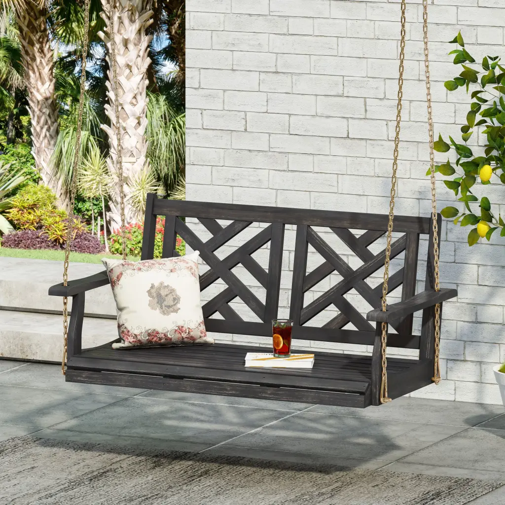 Alejandro Porch Swing Dark Grey Wood Metal nh-cloudhouse