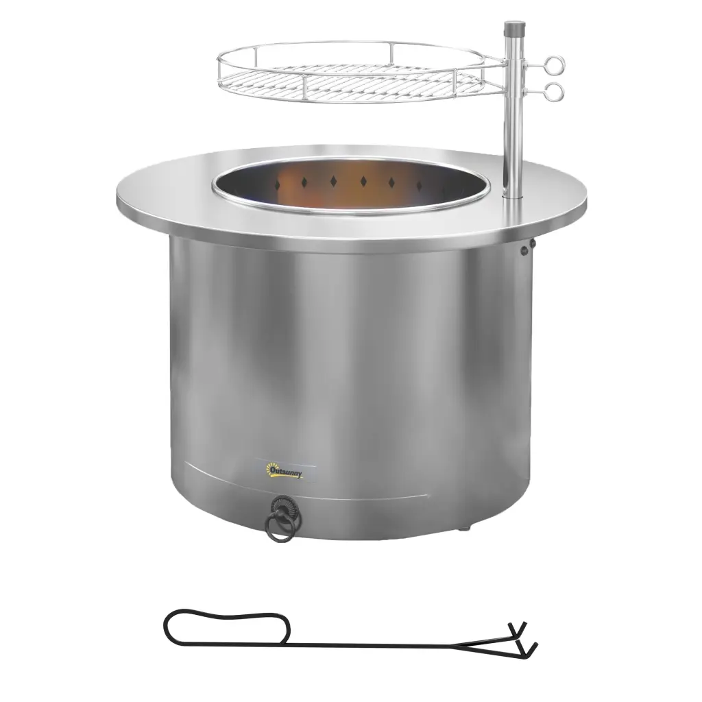 Outsunny 2--1 Smokeless Fire Pit and BBQ Grill - 25 Inch Travel-Friendly Wood Burning aosom business