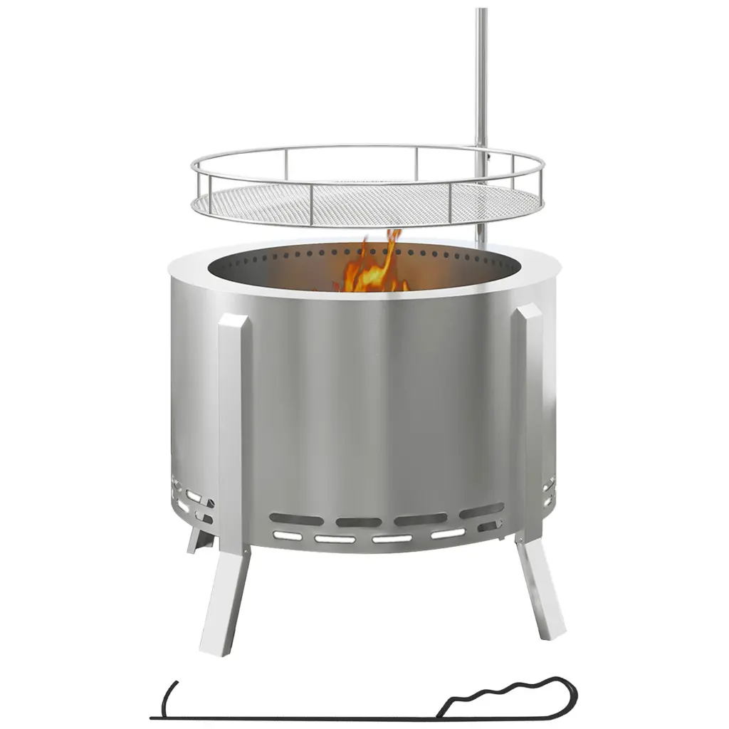 Outsunny 2 1 Smokeless Fire Pit BBQ Grill 19 Inch Travel-friendly Wood Burning aosom business