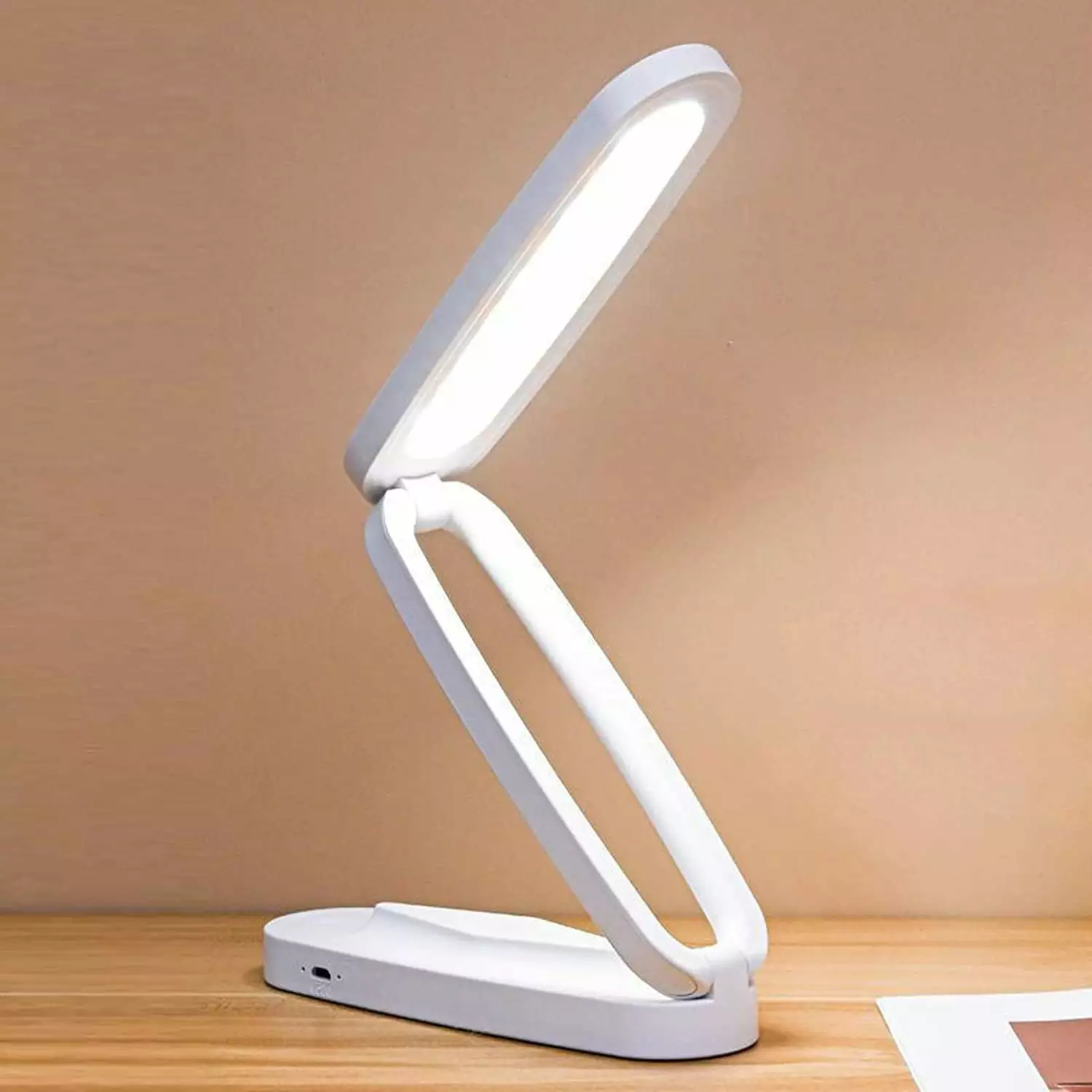 Foldable LED Desk Lamp Rechargeable Dimmable 3 Brightness Color Eye-Caring Studying Light Home Office Travel