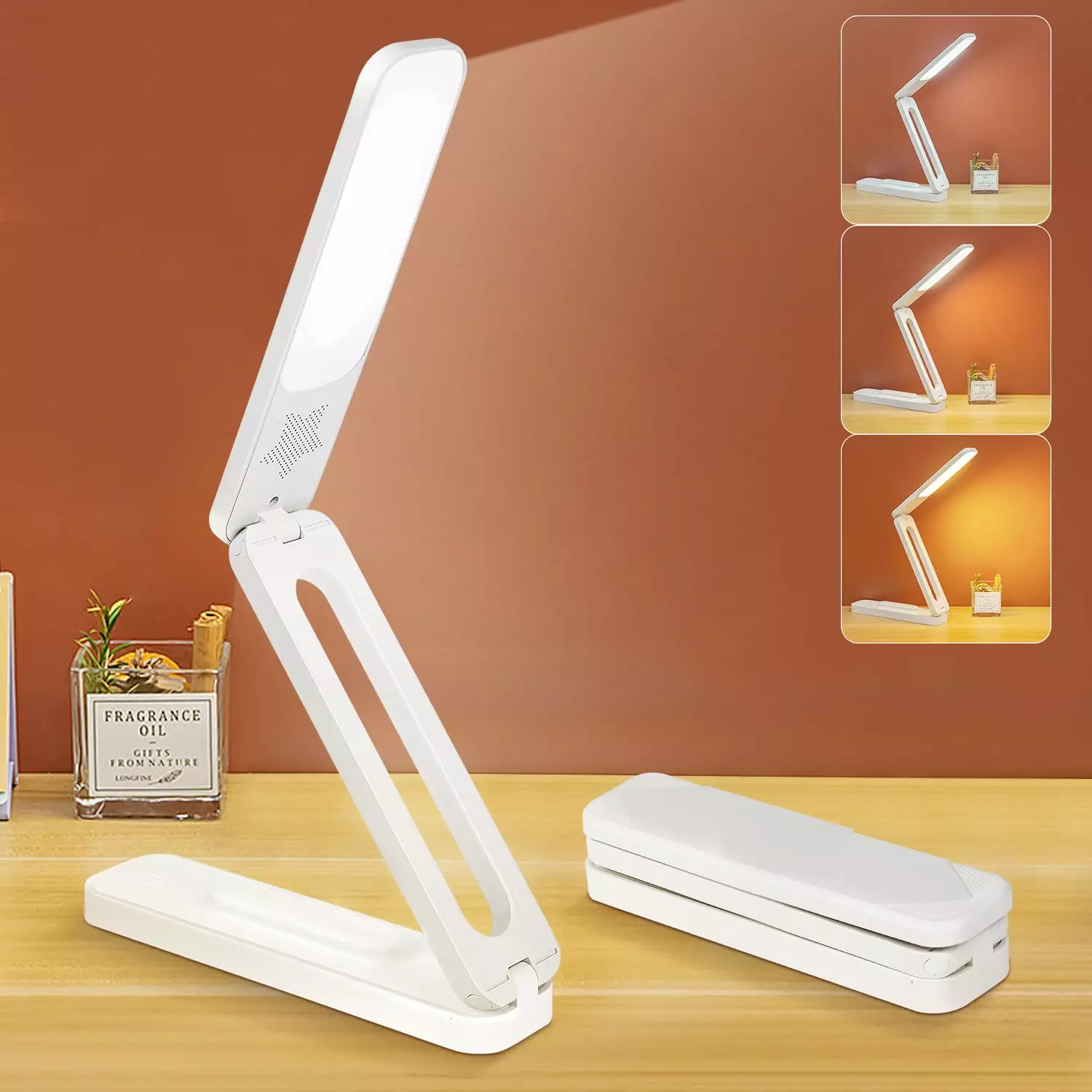 Rechargeable LED Desk Lamp Foldable Portable Light Strip Stepless Dimming Wireless Reading Lamp