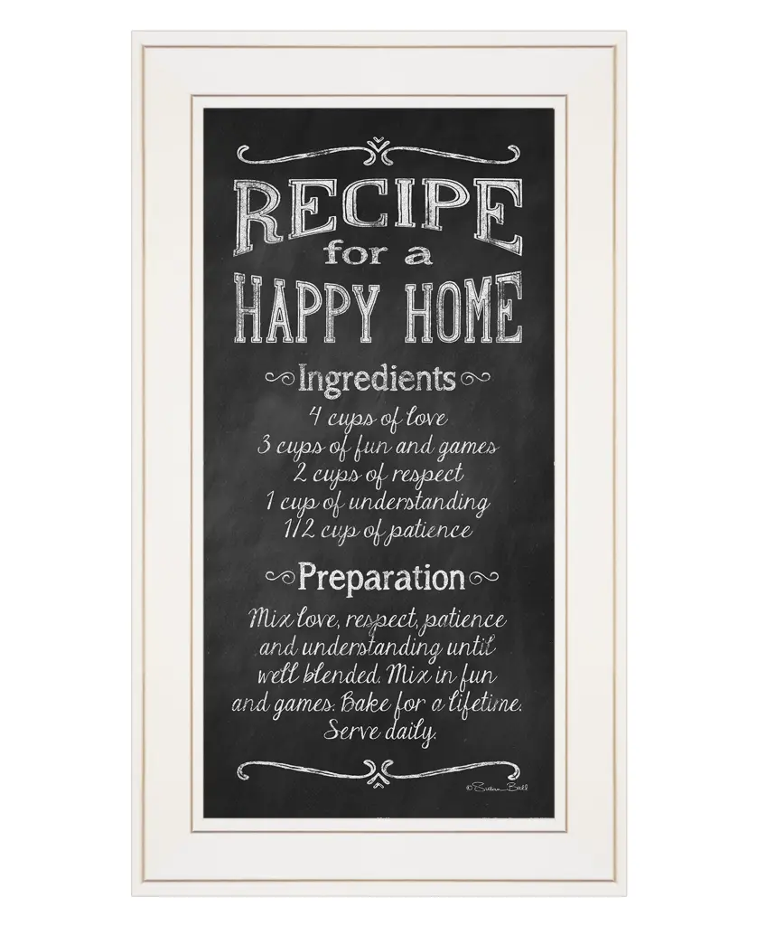 Recipe Happy Home Framed Print Susan Ball Ready To Hang Wall Art trendy decor 4u