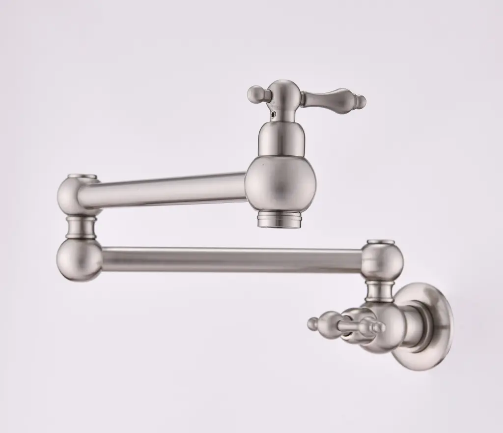 Pot Filler Faucet Wall Mount Brushed Nickel Brass rnb