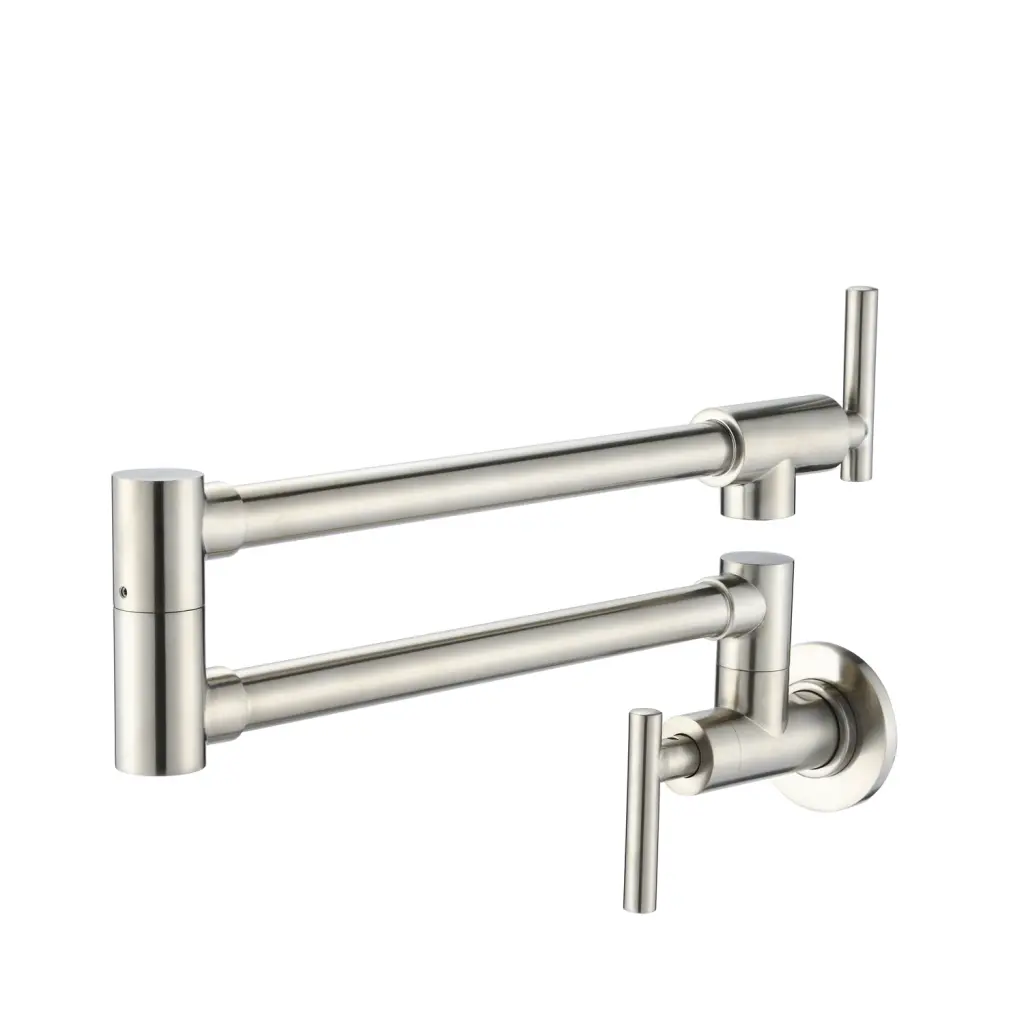 Wall Mount Folding Kitchen Pot Filler Faucet Brushed Nickel Brass w928 dongtu group