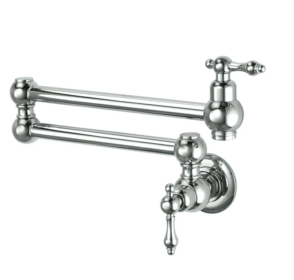 Pot Filler Faucet Wall Mount Double Joint Swing Arms Chrome Finish whale