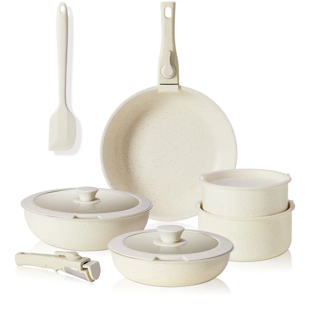 12 Pcs Pots And Pans Set Nonstick Kitchen Cookware Set Detachable Handles w2201