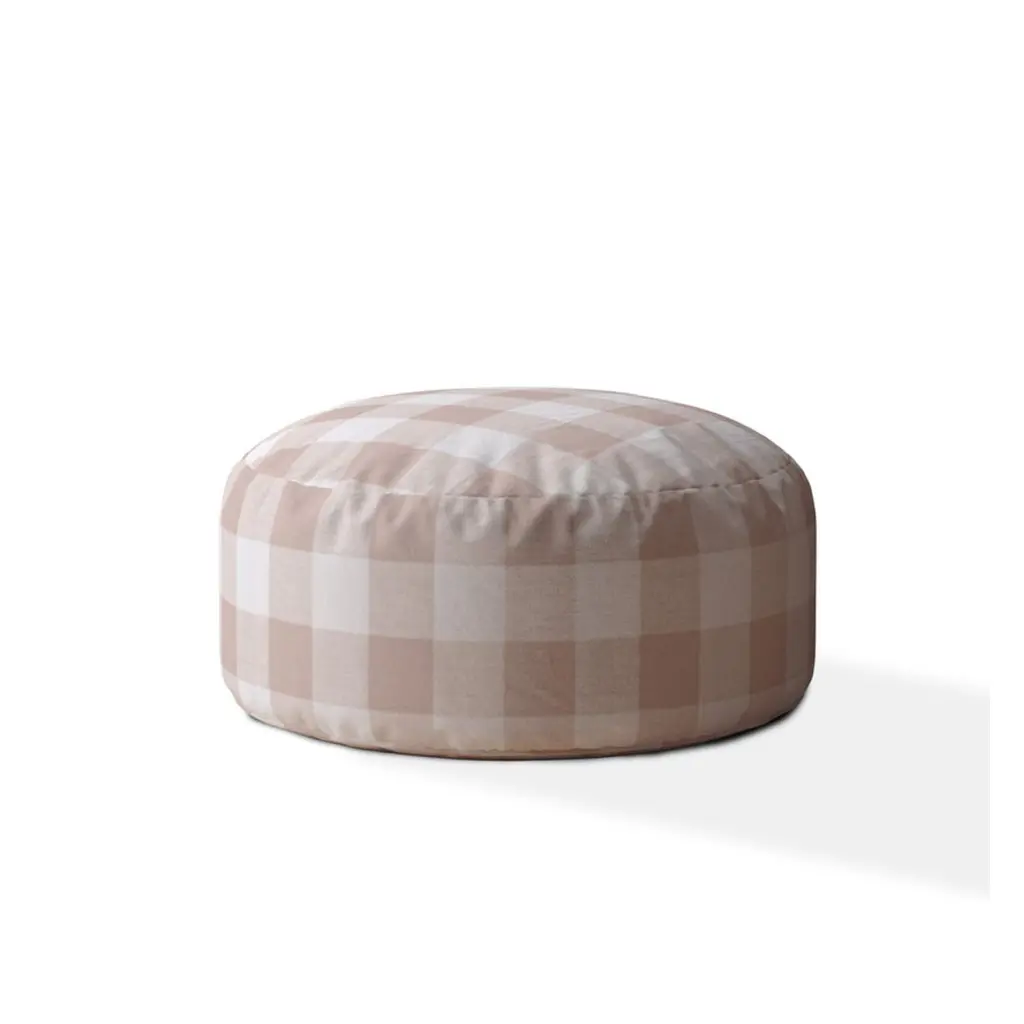 Indoor Andy Blush Round Zipper Pouf Cover 24 Inch Diameter 20 Inch Tall usa made pillow and pouf