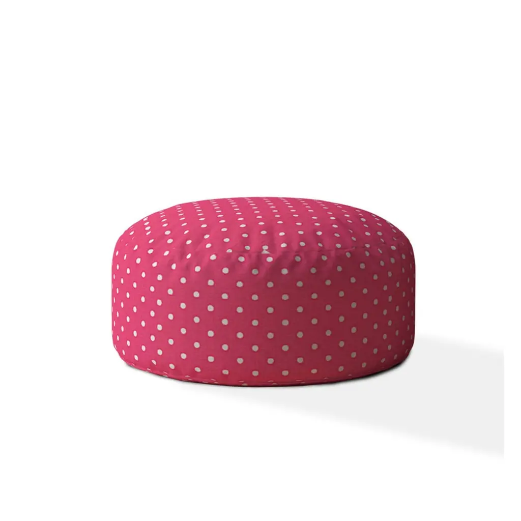 Indoor Diner Dot Hot Pink White Round Zipper Pouf Cover Only 24In Dia usa made pillow and pouf