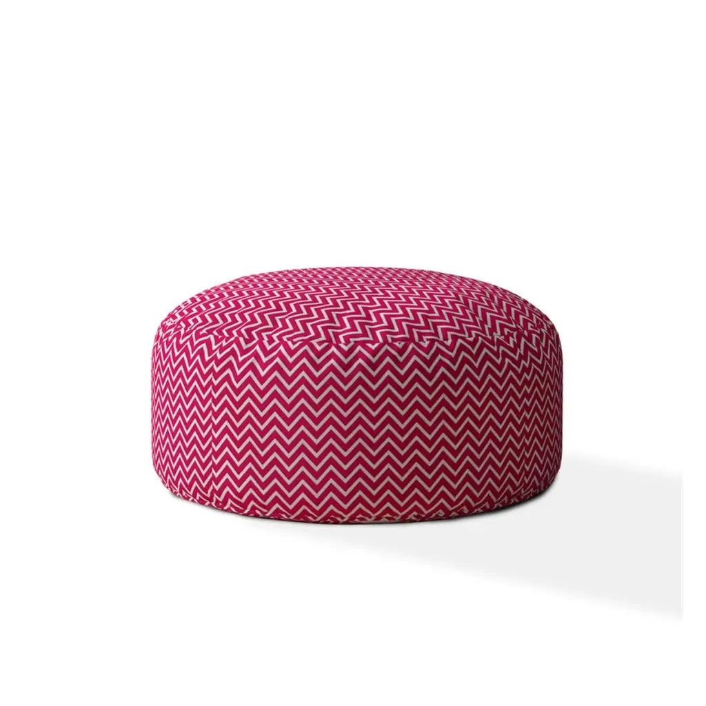 Indoor Dippity Hot Pink White Round Zipper Pouf Cover 24 Inch Diameter usa made pillow and pouf