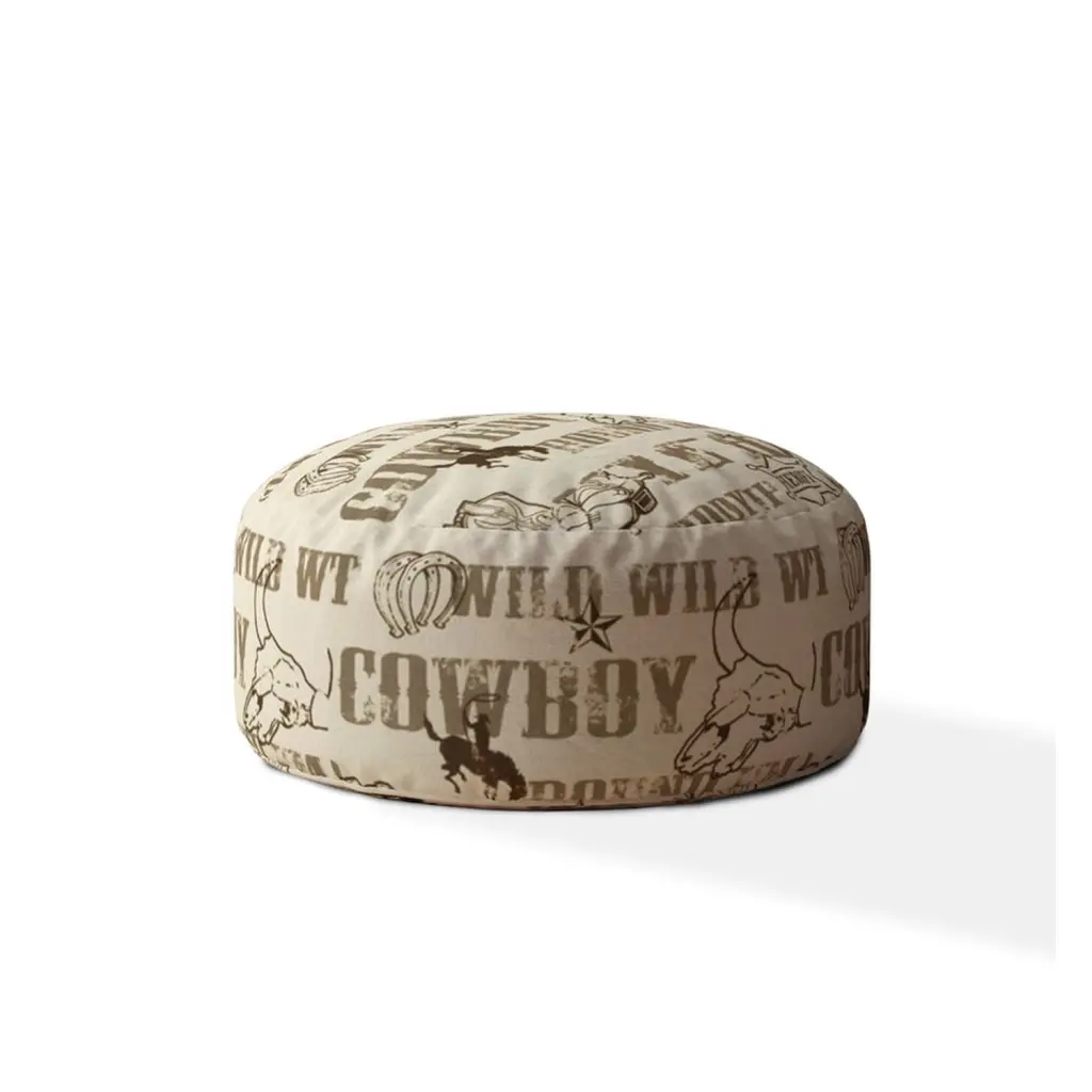 Indoor Dillon Dusty Brown Round Zipper Pouf Cover 24 Inch Diameter usa made pillow and pouf