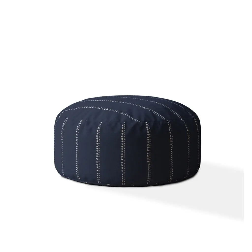 Indoor Drizzle Vintage Navy Round Zipper Pouf Cover Only 24In Dia X 20 usa made pillow and pouf