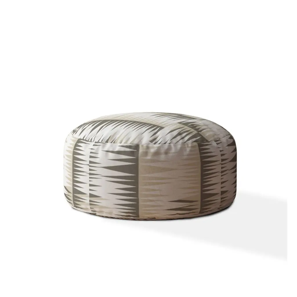 Indoor Bandelier Blue Taupe Camel Tan Round Zipper Pouf Cover Only 24 Inch usa made pillow and pouf