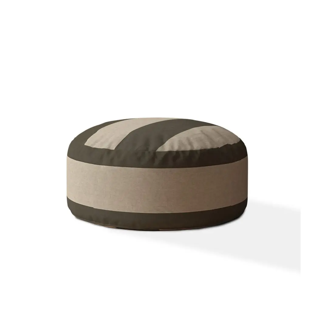 Indoor Railroad Dark Taupe Round Zipper Pouf Cover Only 24In Dia X 20In Stylish Footrest usa made pillow and pouf