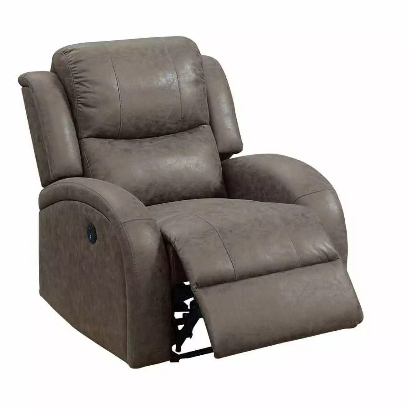 40 Leatherette Power Recliner USB Port Brown Living Room Chair DeluxDesigns