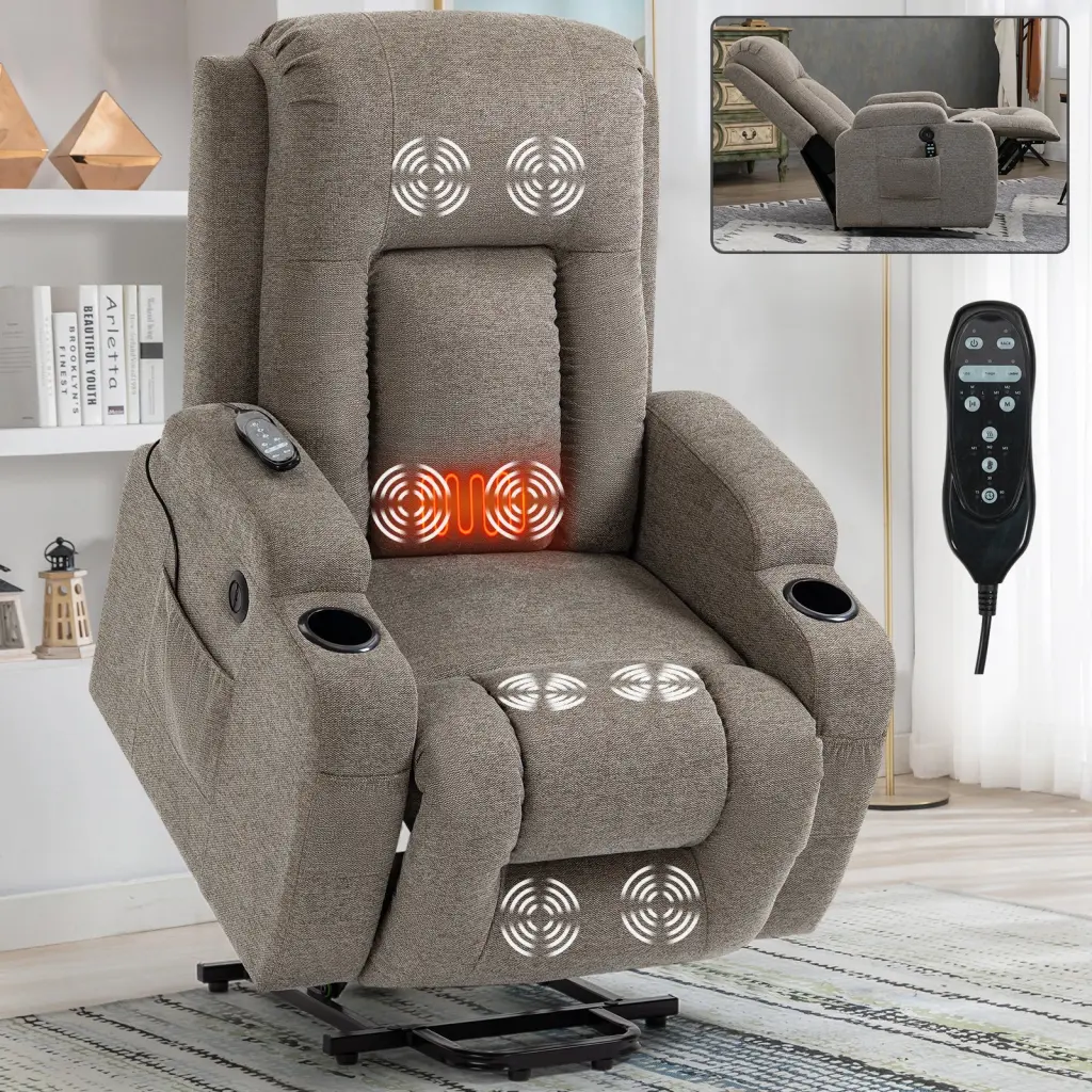 350 lbs Capacity Single Motor Infinite Position Power Lift Recliner rnb