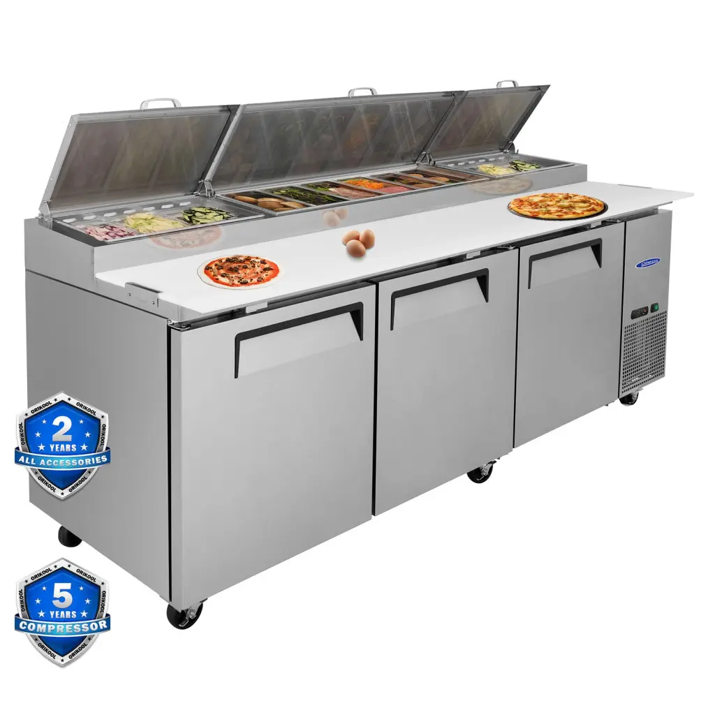 Orikool 93 Commercial Pizza Prep Table Built- Refrigerator orikool commercial refrigeration-freezer equipment