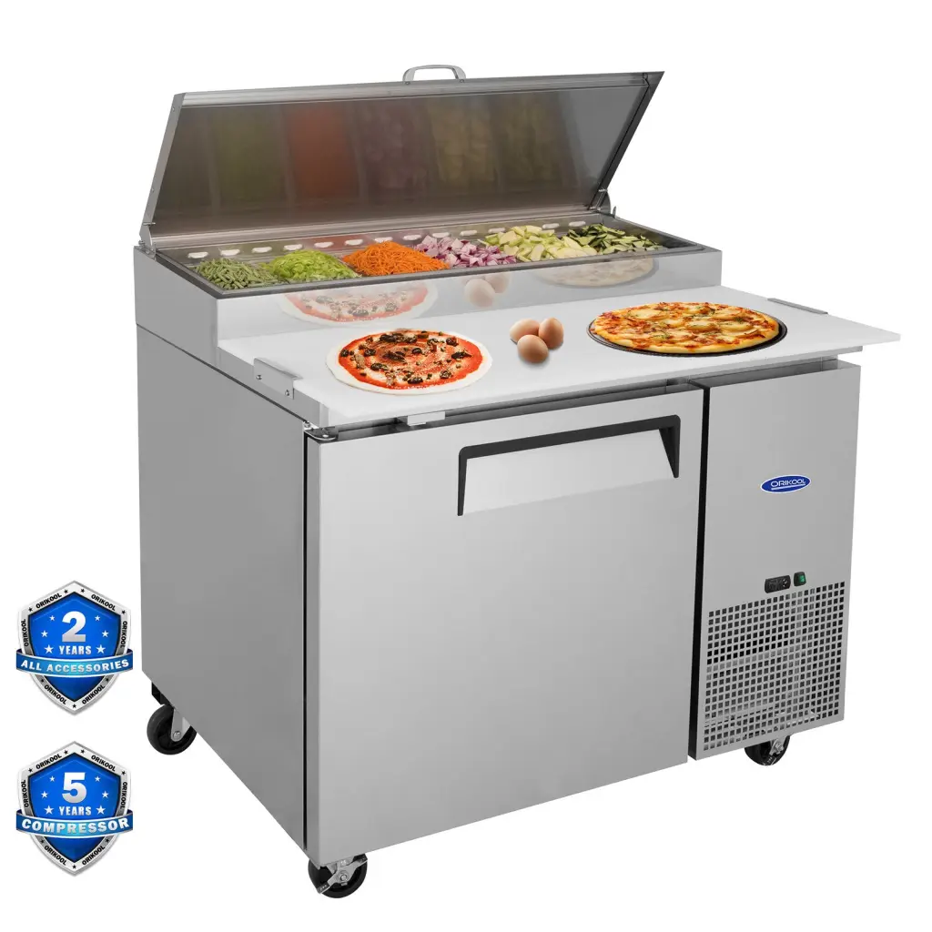 Orikool 44 Inch Commercial Pizza Prep Table Built- Refrigerator orikool commercial refrigeration-freezer equipment