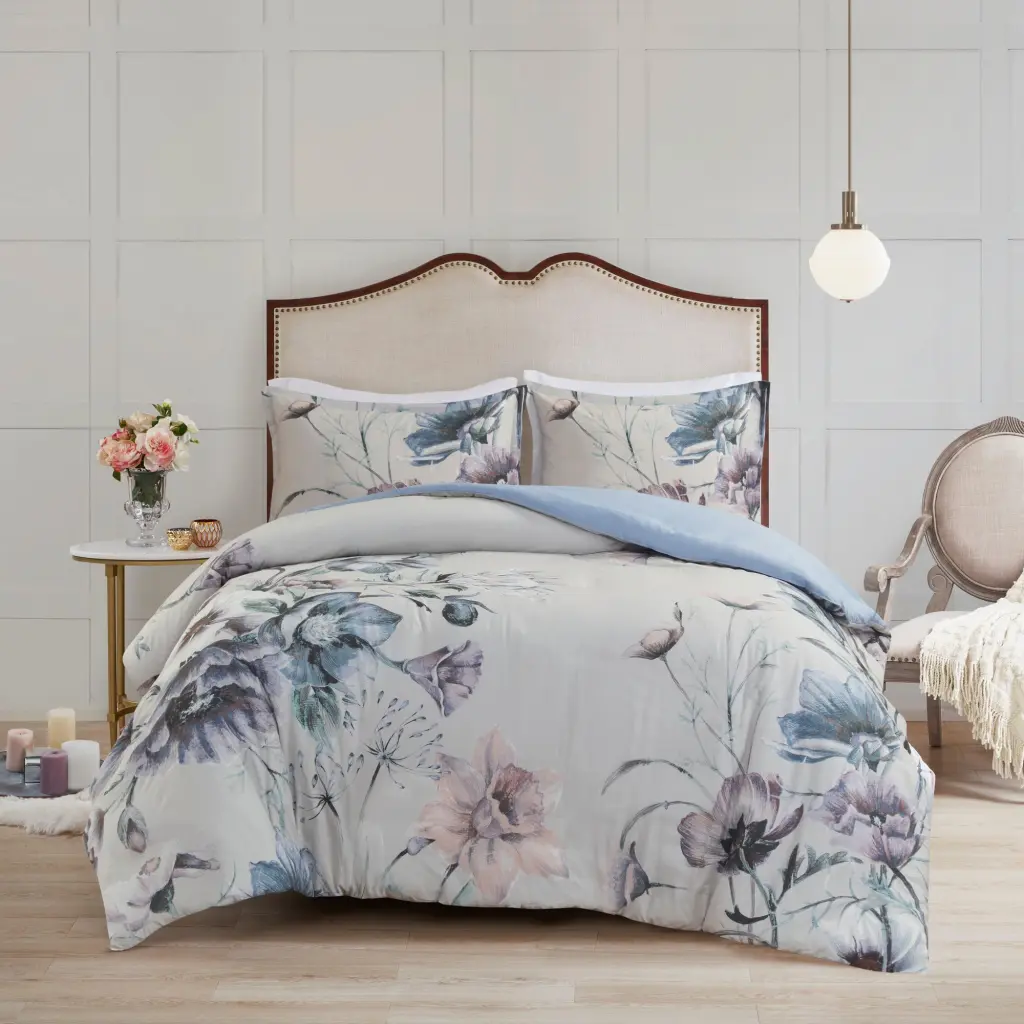 3 Piece Cotton Printed Duvet Cover Set Queen Size Multicolor Polyester jla